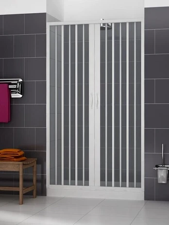 Stumiamos dvipusės dušo durys, baltos 110 cm