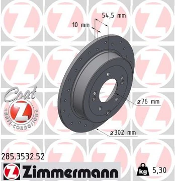 Stabdžių diskas ZIMMERMANN 285.3532.52