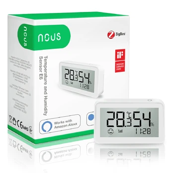NOUS E6 Zigbee LCD temperatūros ir drėgmės sensorius TUYA / Smart Life