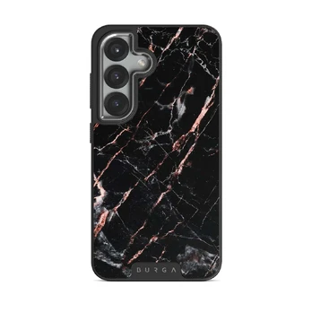 Rose Gold Marble - Samsung Galaxy S25 Plus Case, Elite Dark (Magnetic) / Silver
