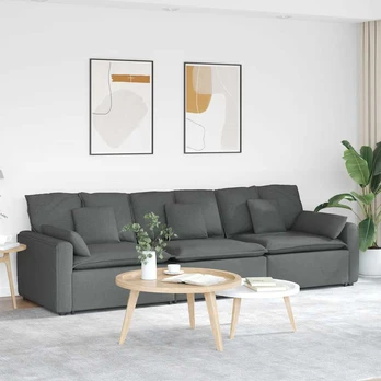 Modulinė sofa su pagalvėlėmis, tamsiai pilka