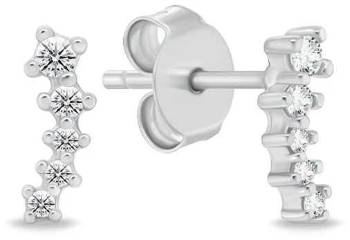 Brilio Silver Minimalistic long earrings with zircons EA1259W