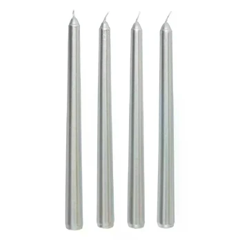 CANDLES SATIN SILVER 192G 4PCS