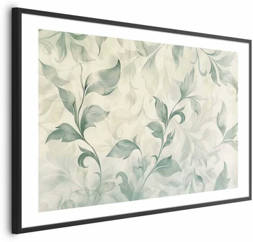 Artgeist Plakatas - Watercolor Žalias-rusvai gelsvas Leaves