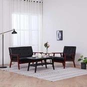 Sofa Sofos komplektas, 2 dalių, juodos spalvos, dirbtinė oda kaina