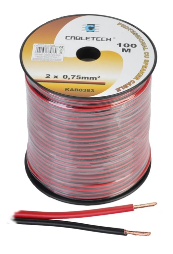 Cabletech 0.75 mm juodos ir raudonos spalvos garsiakalbio kabelis