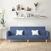 Dvivietė sofa-lova, mėlynos spalvos, audinys kaina