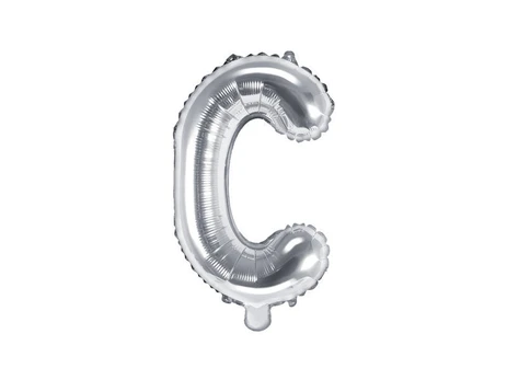 Folinis balionas Raidė "C" 35 cm, sidabrinis