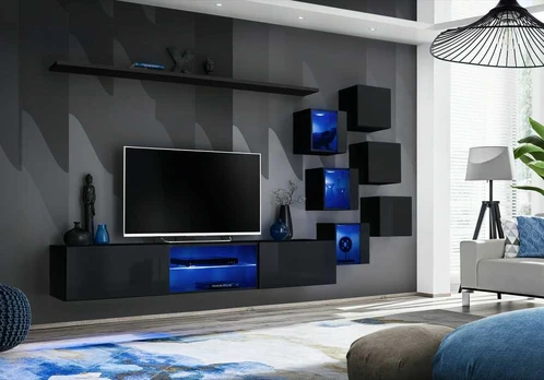 Sekcija Switch XXI su LED apšvietimu, juoda