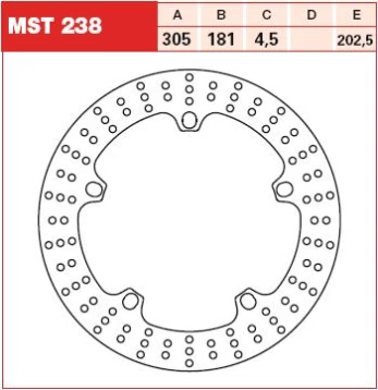 Brake disc MST238 front fixed TRW 305/181/4,5mm/202,5mm