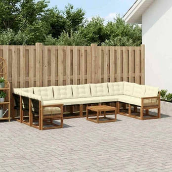 Lauko sofos komplektas 11 pcs Natūralus ir grietinėlė