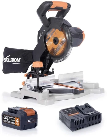 Evolution Power Tools akumuliatorinės kampinės pjovimo staklės 185 mm, 850 W, 18 V, R185CMS-Li