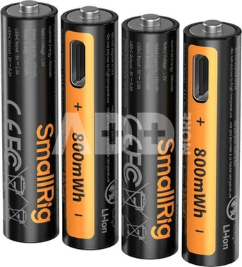 SmallRig 5769 Rechargeable Lithium Baterija AAA (470mAh) with USB-C (4pcs)