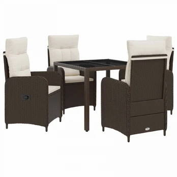 Lauko valgomojo komplektas 5 pcs Ruda ir Kremavimo Balta