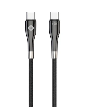 TelForceone Forever Sleek kabelis USB-C - USB-C 1,0 m 60W juodas