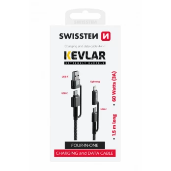 Swissten Kevlar Cable 4in1 / 3A / 1.5m