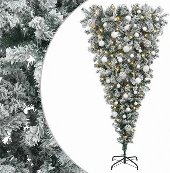 Apverstas dirbtinis Kalėdų eglutė su šakomis 150 cm 150 LED