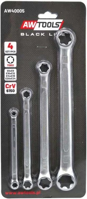 AW-Tools AWTOOLS KLUCZ OCZKOWY TORX E6-E24 - 4 CZĘŚCI Juodas LINE