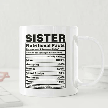 Puodelis "Sister Nutrition Facts"