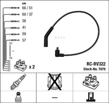 NGK 7078 Uždegimo laido komplektas