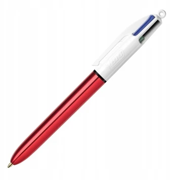 Bic 4 Colours automatinis rašiklis 4 spalvos, raudonas metalinis