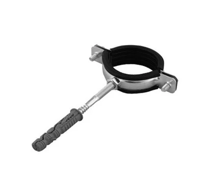 Metalinis vamzdžio laikiklis AQUER, 4'' (108-116 mm) M8/100 Su guma ir varžtu OM4