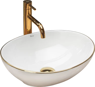 Rea Washbasin Sofia White Auksinis aukso auksinis kraštas Rea