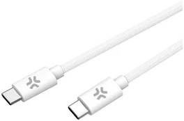 CELLY USBCUSBCCOTT - USB-C TO USB-C COTTON BRAIDED CABLE Baltas (POWER DELIVERY) kaina