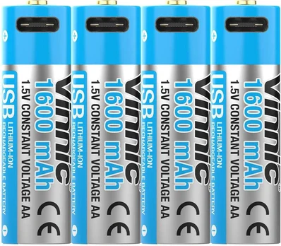 Vinnic Įkraunami AA akumuliatoriai USB Type-C, 4 vnt.