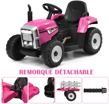 Promotion 12V vaikų traktorius su rožine priekaba