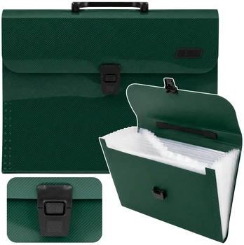 Lean Folder Organizer for Documents, 13 Compartments, Žalias, A4, Holder