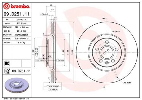 BREMBO 09.D251.11 Brake Disc
