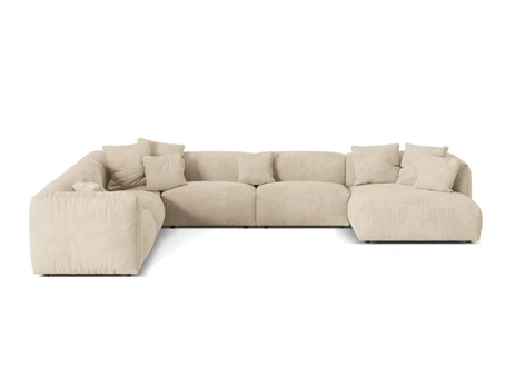 Velvet Modular Left Corner Sofa, "Martina", 6 Seats, 404x312x75, Light Beige