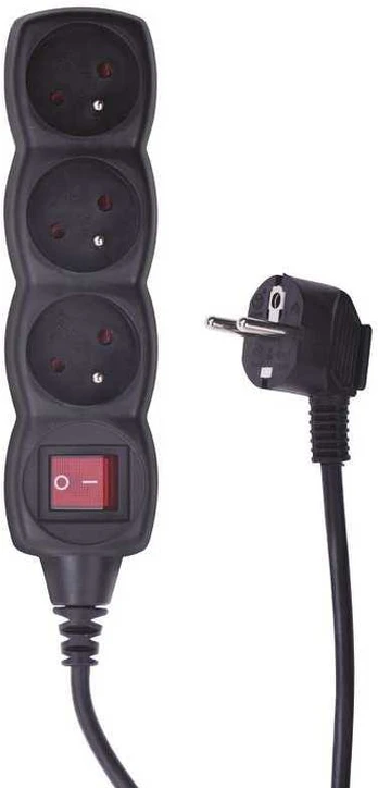 EMOS Extension cable with switch 3 sockets 3m, juodas