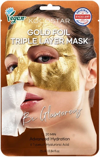 Veido kaukė KOCOSTAR Premium Gold Foil Triple Layer Mask KOCO596, 25 ml