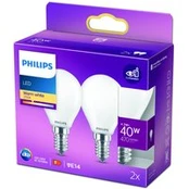 "Philips" LED lašelinė lempa E14 4,3W 2.700K opalinė 2vnt