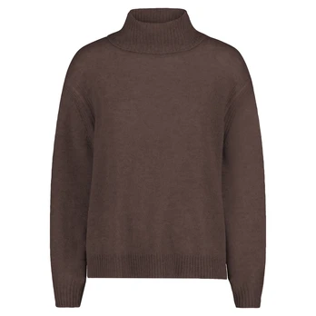 Megztinis su kaklu moterims, Raudona, Short-sleeved knit sweater