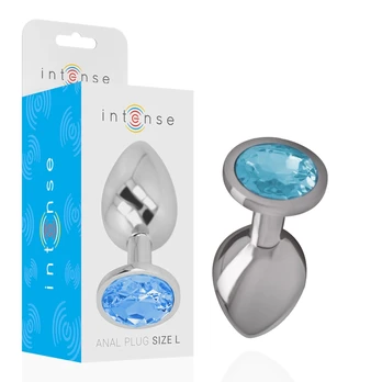 Intense Aluminum Metal Plug Blue Crystal Large - Elegant Body-Safe Design