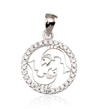 Sidabrinis pakabukas Zodiakas. . Praba: 925°. Akmuo: Cirkonai - 2.5 g. - 24 mm.