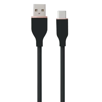 Silikoninis kabelis USB Type-A - Type-C (juodas, 2m)