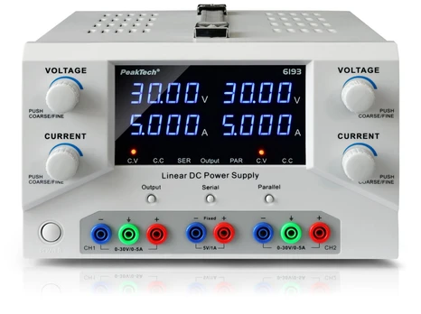 Maitinimo šaltinis laboratoryjny 2x30V 5A PeakTech 6193 USB