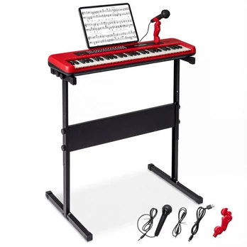 61 klavišų pianinas Raudonas