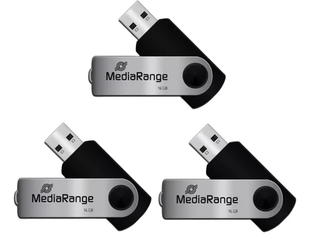 MediaRange MR910-3 USB atmintinė 16 GB USB Type-A 2.0 juoda, sidabrinė