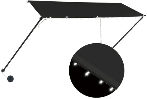 Ištraukiama markizė su LED, antracito spalvos, 300x150cm