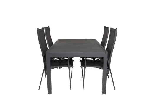 Marbella Dining Table 160/240*100*H75 - Black+Copacabana Recliner Chair (stackab