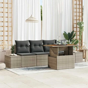 Sodo Sofa Komplektas 5 dalių rinkinys Pilka, Ruda (Ratanas)
