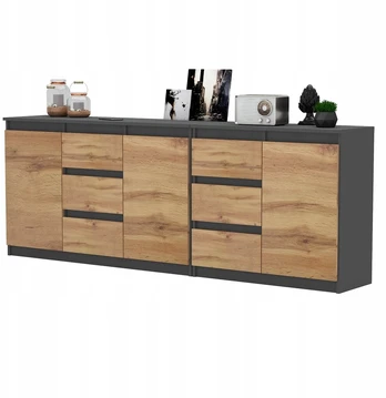 Komoda Blly, 75x200x35 cm, pilka/ruda