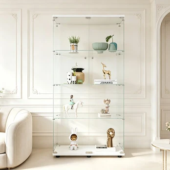 Vitrina, 4 lentynos, 80 × 36 × 164 cm, balta, stiklas