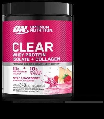 Optimum Nutritions Optimum Nutrition Clear Whey Protein Isolate + Collagen 240 g. (Apple & Raspberry skonis)