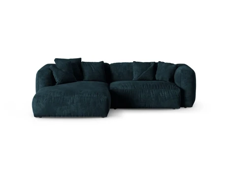 Velvet Modular Left Corner Sofa, "Martina", 2 Seats, 280x176x75, Deep Petrol